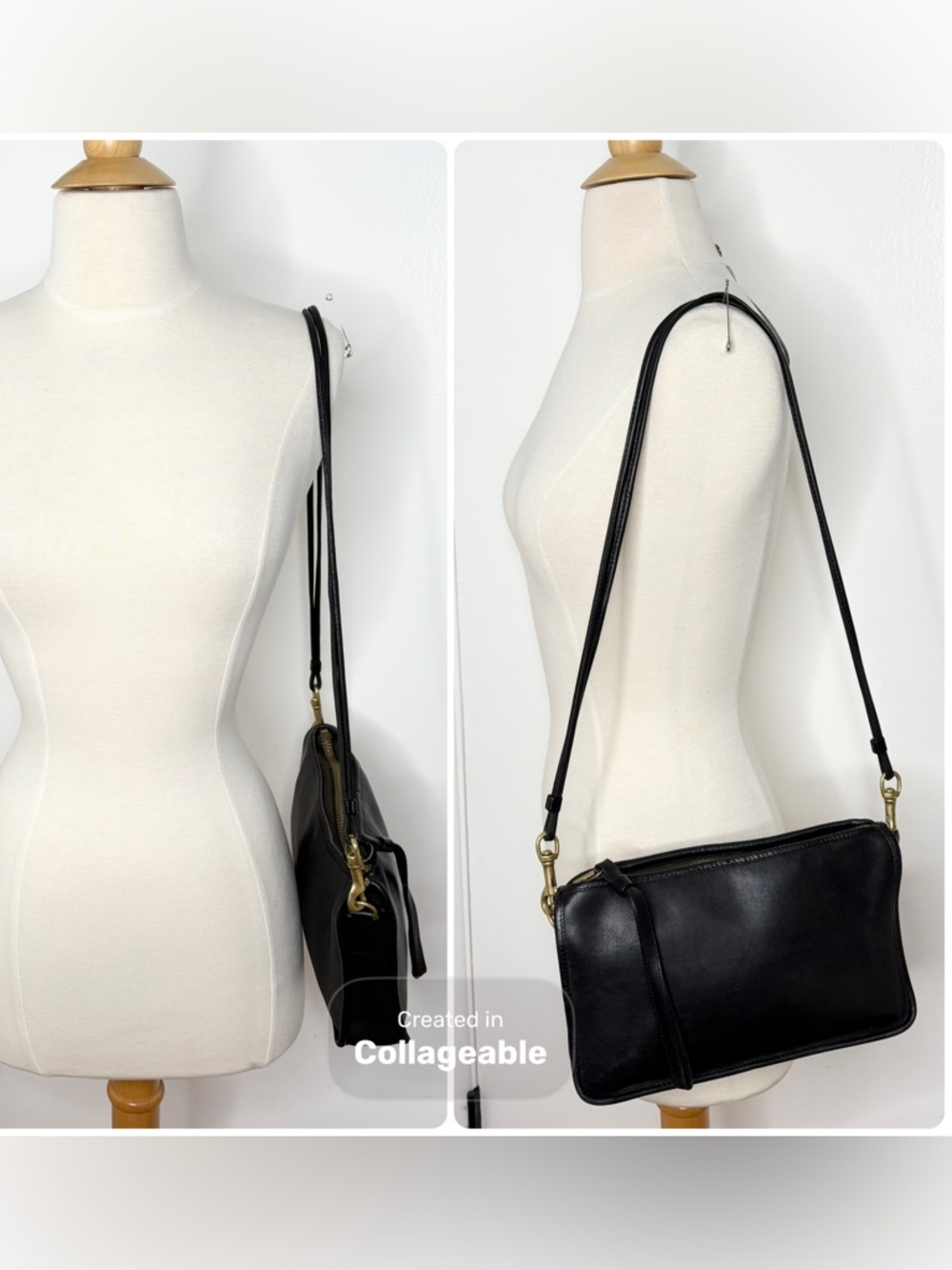 80s Vintage Coach Basic Bag 9455 NYC Black Leather Shoulder Purse - Picture 2 of 8
